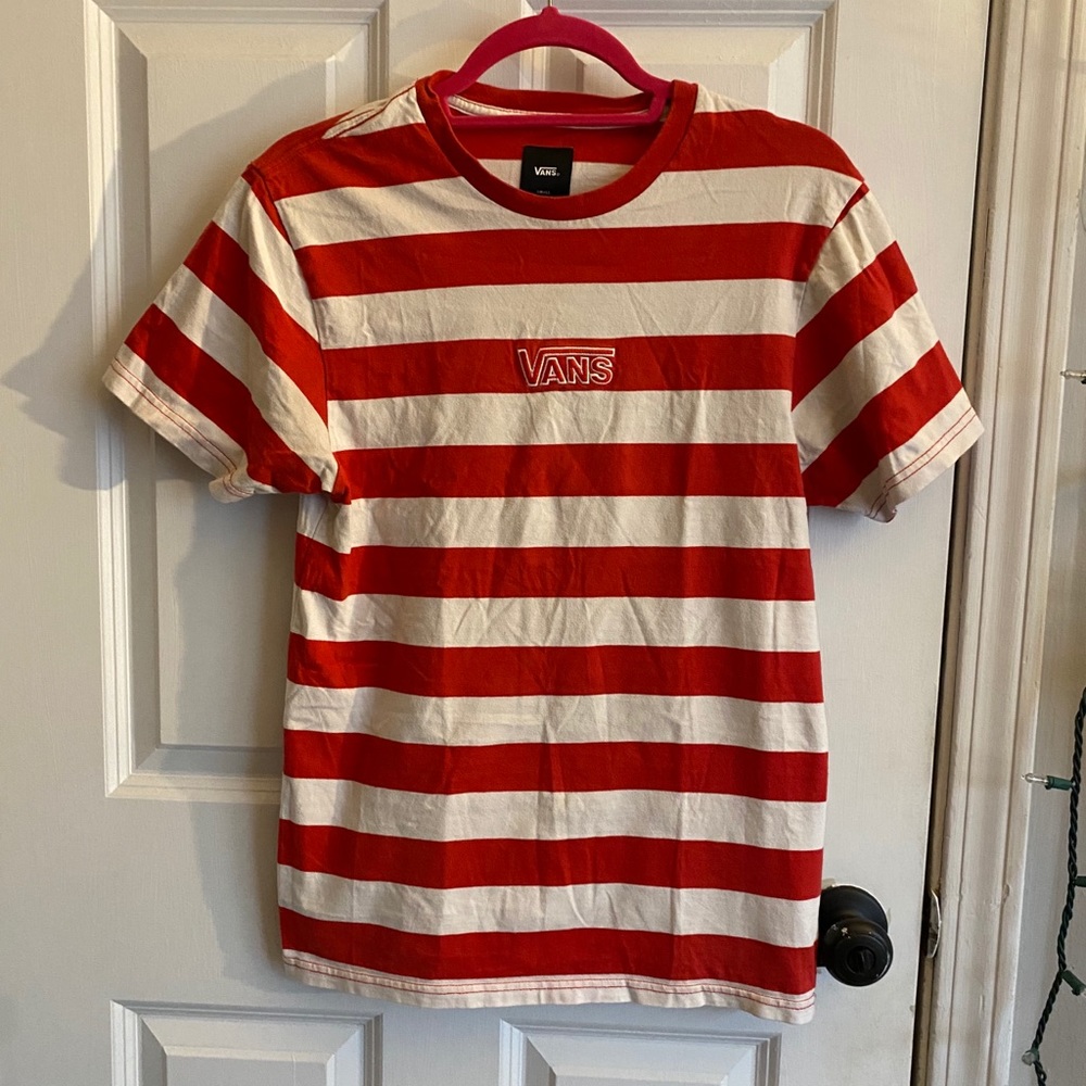men’s striped Vans t shirt